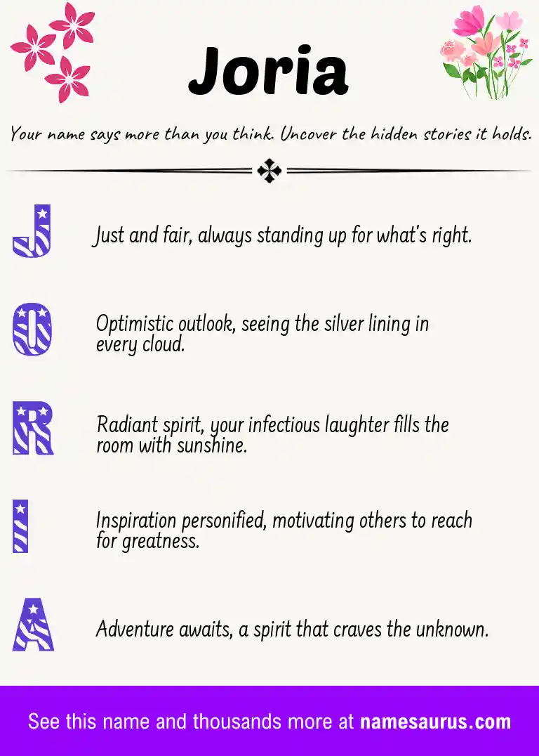Acrostic poem about Joria.