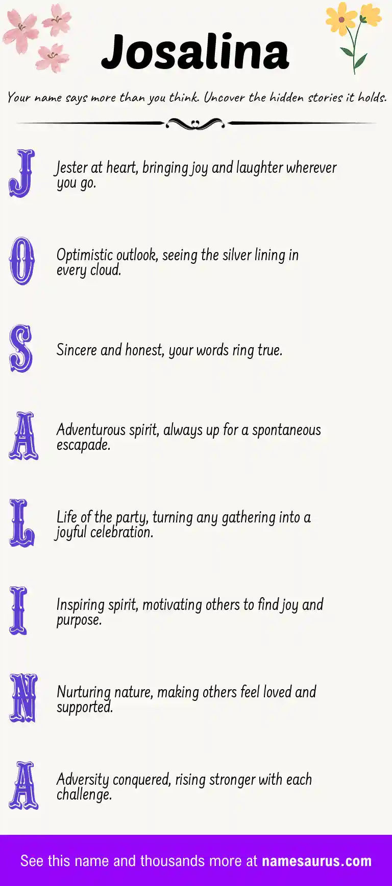 Acrostic poem about Josalina.