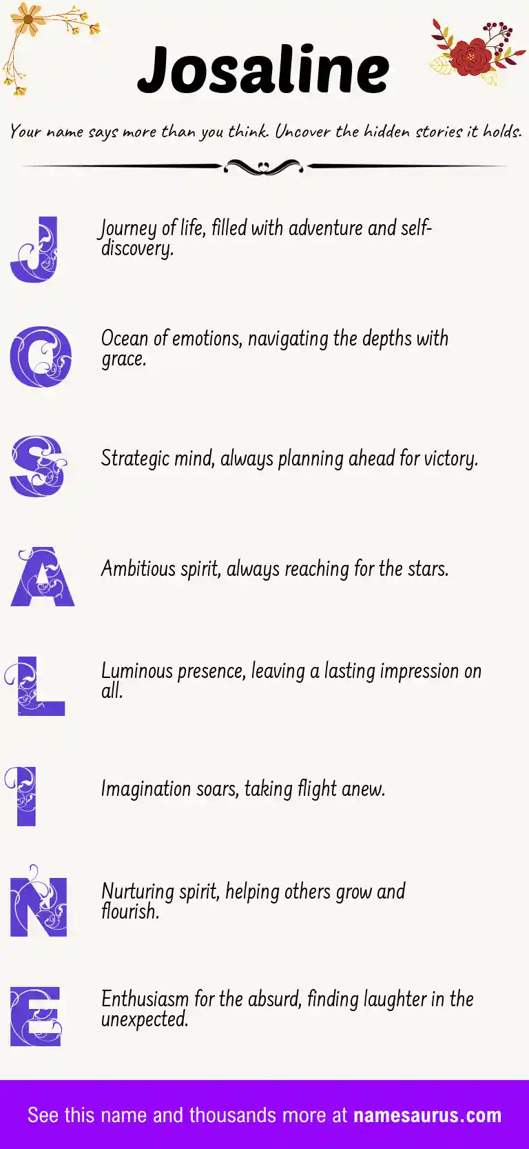 Acrostic poem about Josaline.