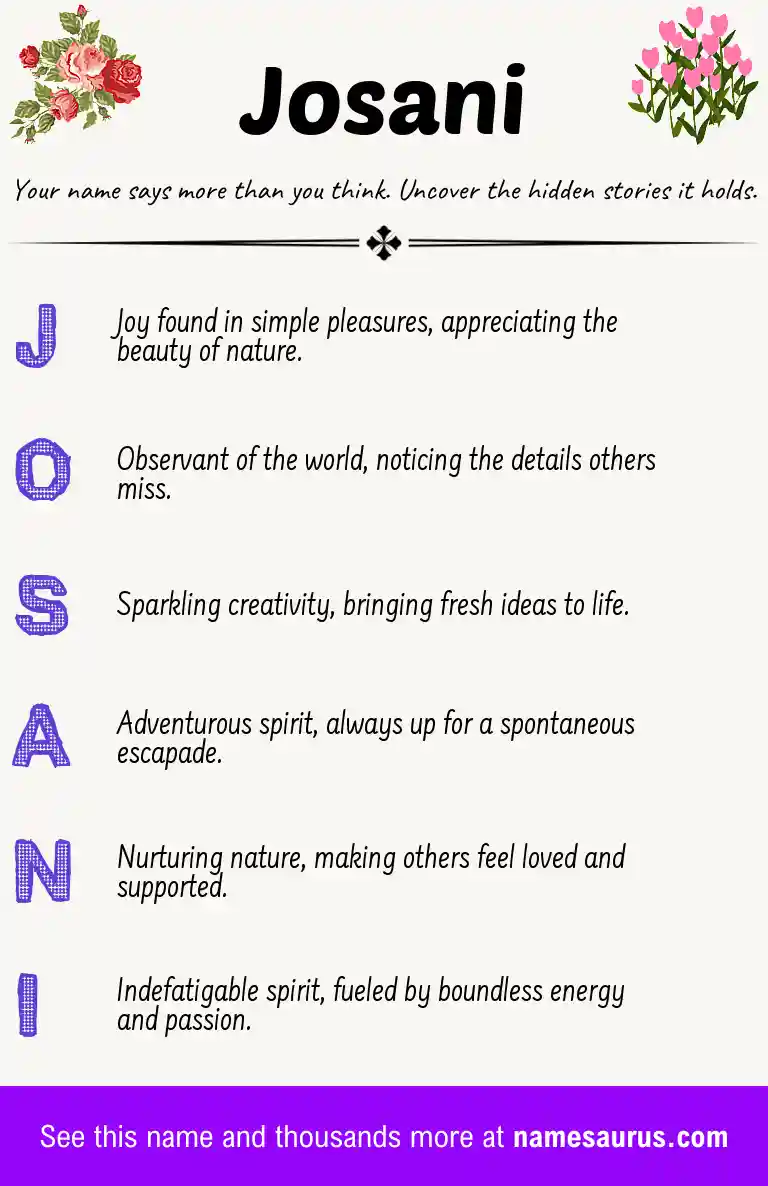 Acrostic poem about Josani.