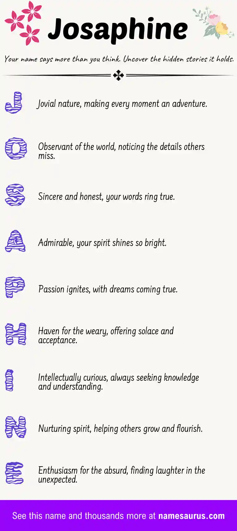 Acrostic poem about Josaphine.