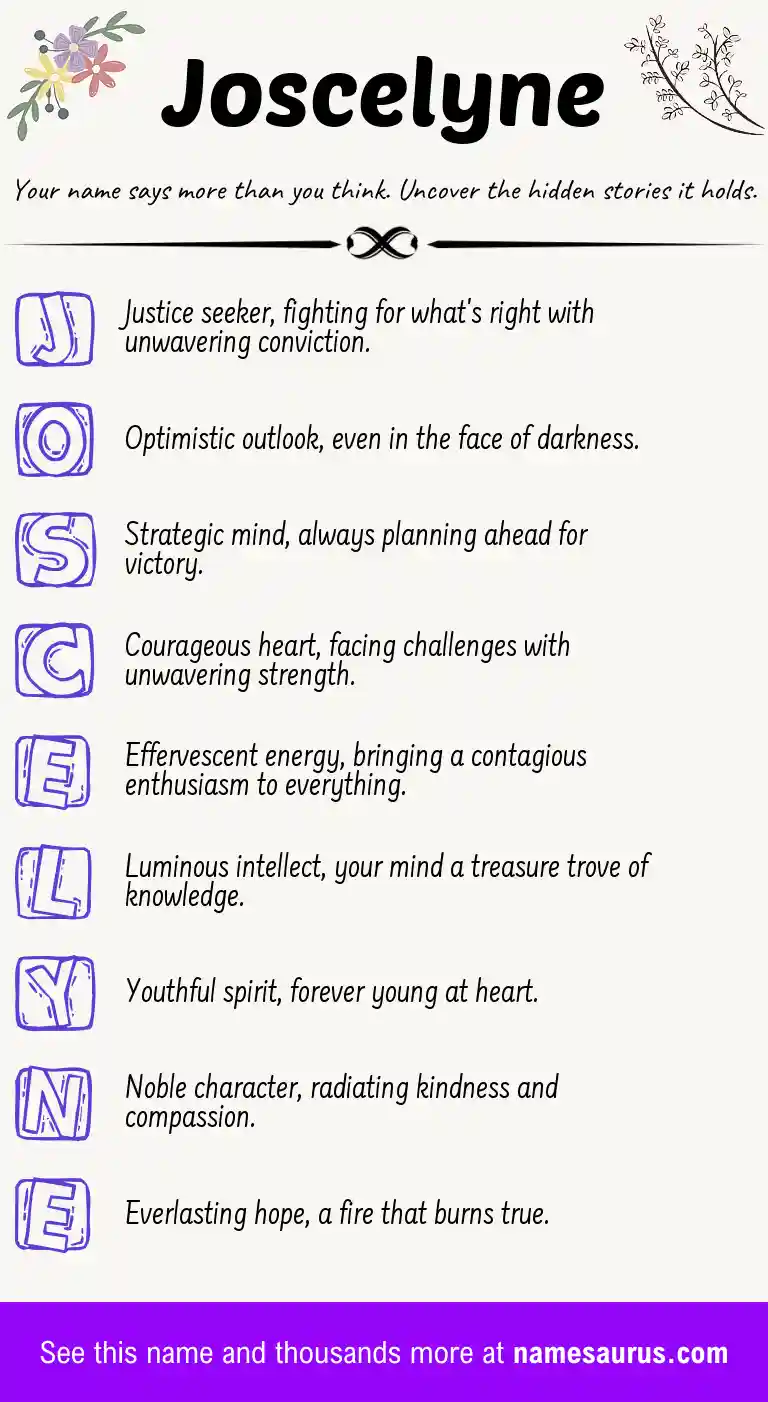 Acrostic poem about Joscelyne.
