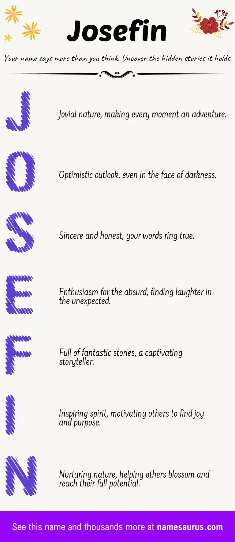 Acrostic poem about Josefin.