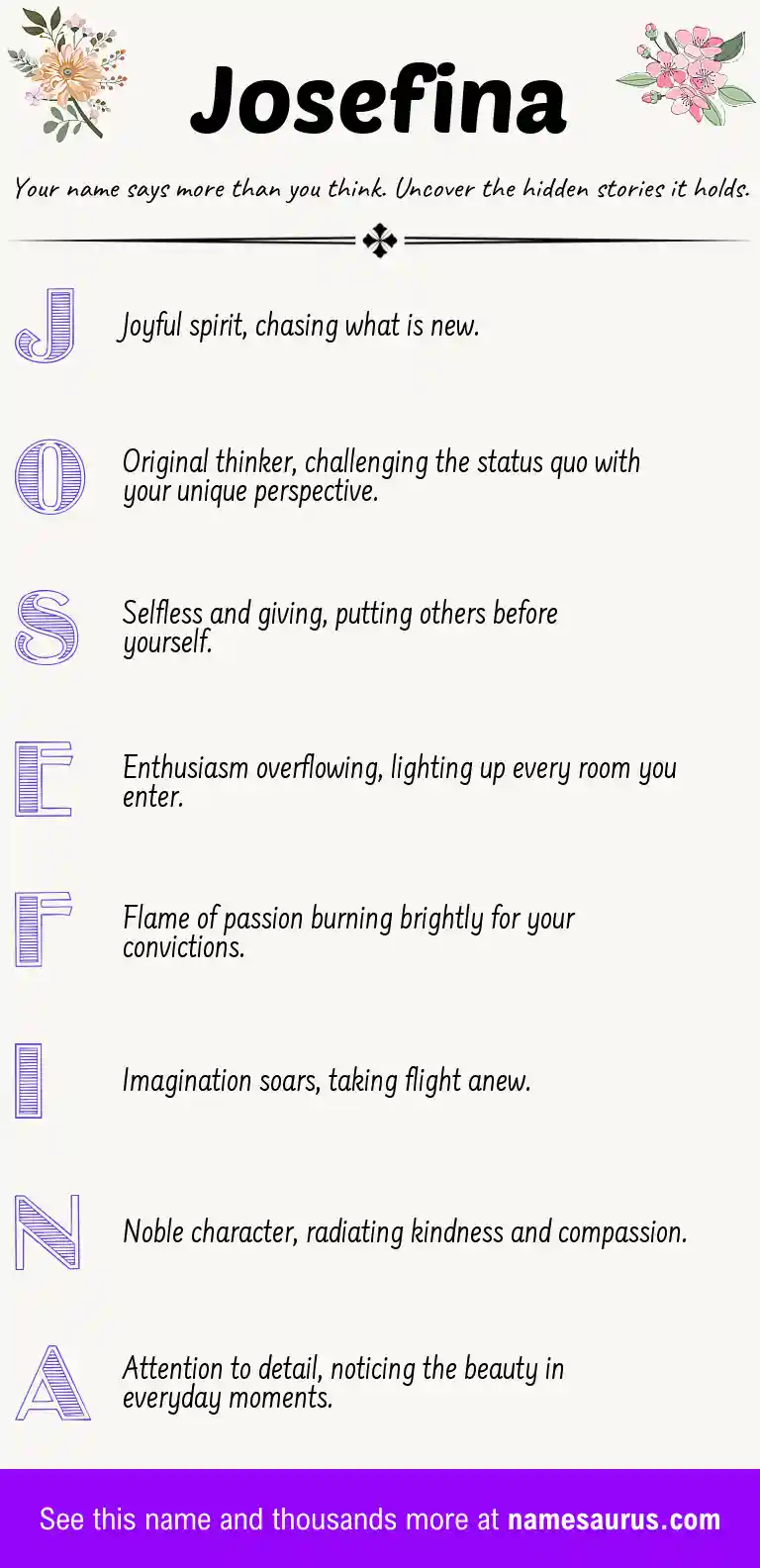 Acrostic poem about Josefina.