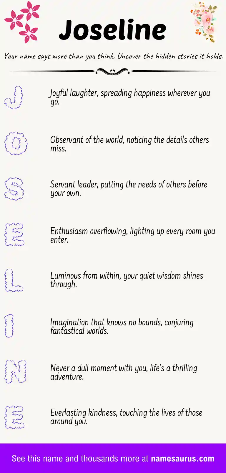 Acrostic poem about Joseline.