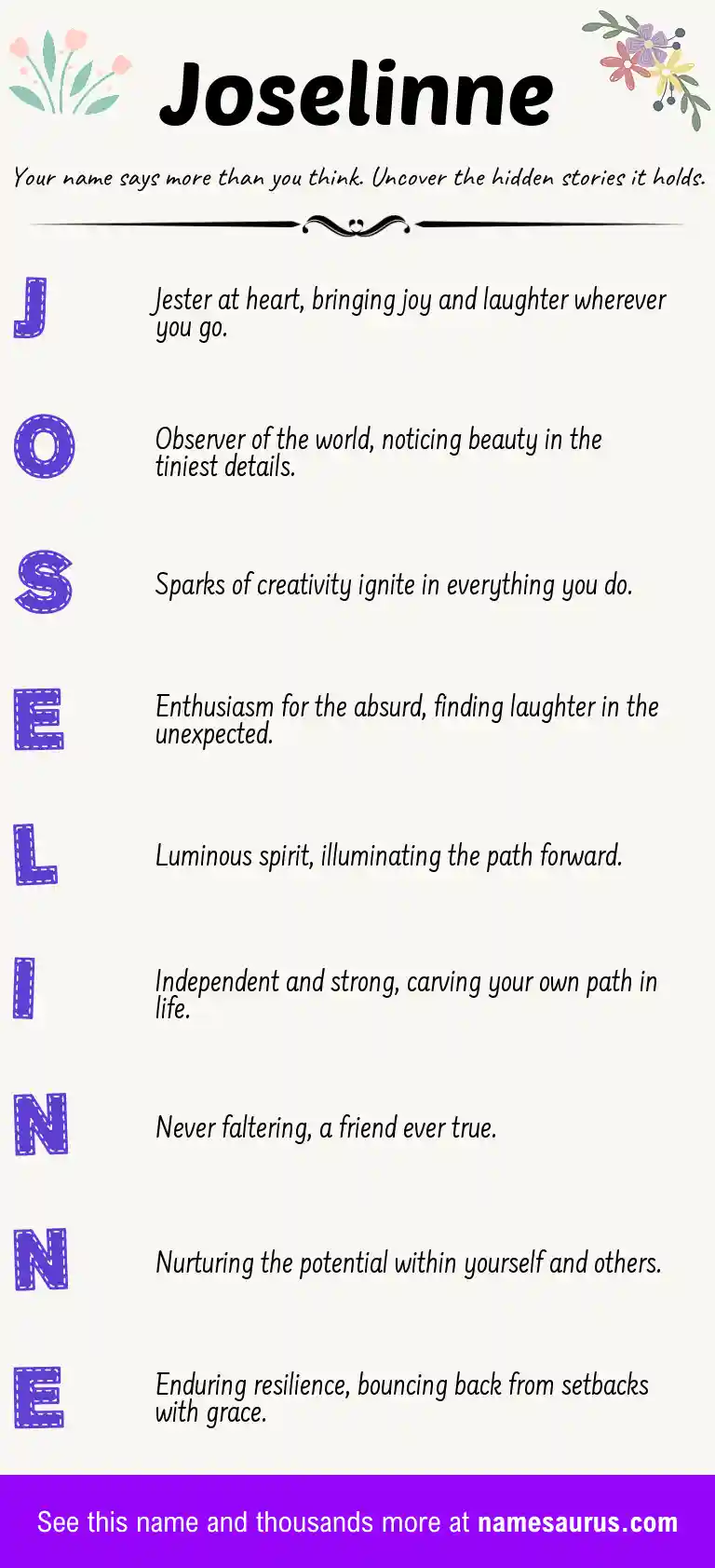 Acrostic poem about Joselinne.