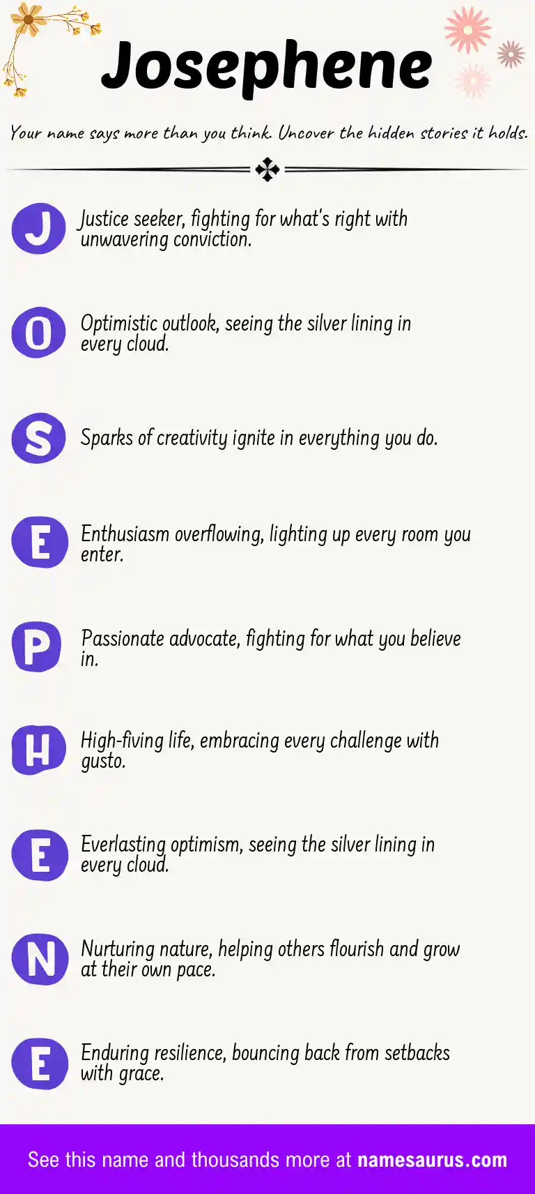 Acrostic poem about Josephene.