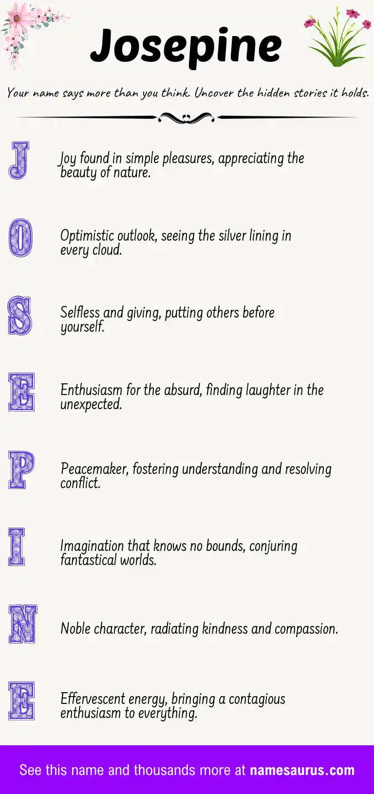 Acrostic poem about Josepine.