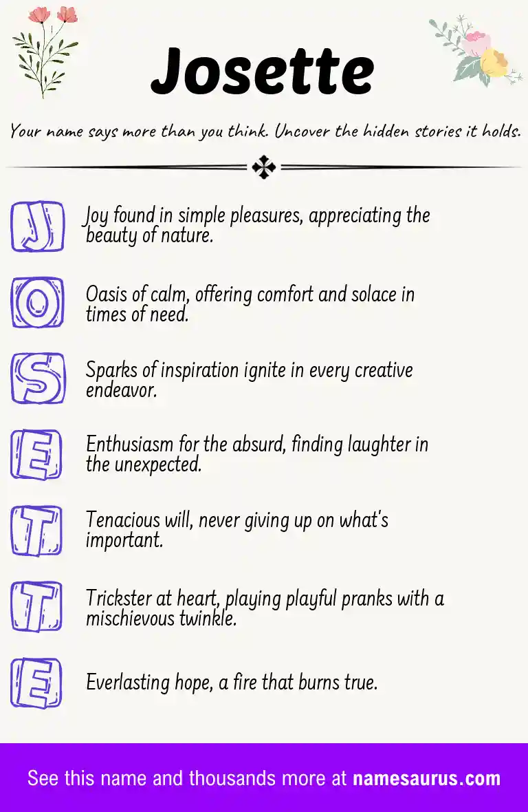 Acrostic poem about Josette.