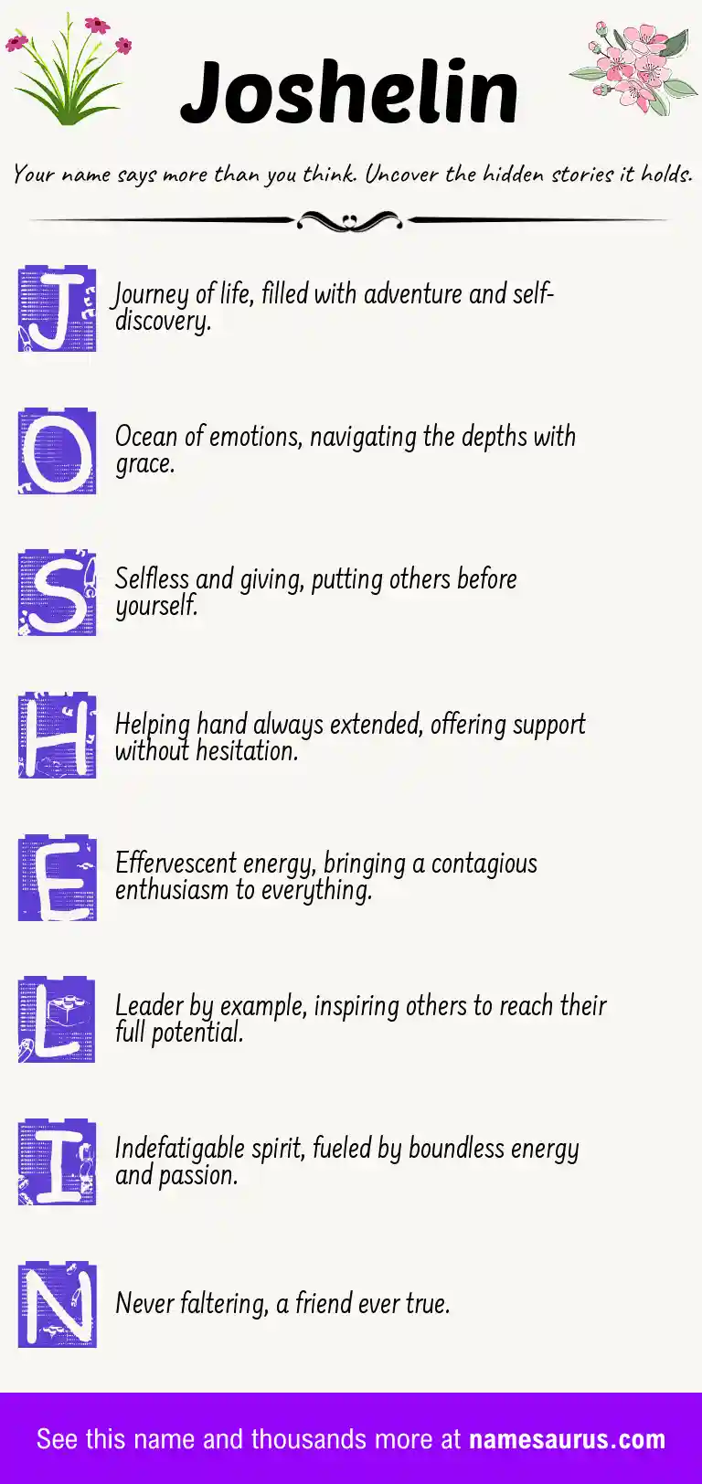 Acrostic poem about Joshelin.