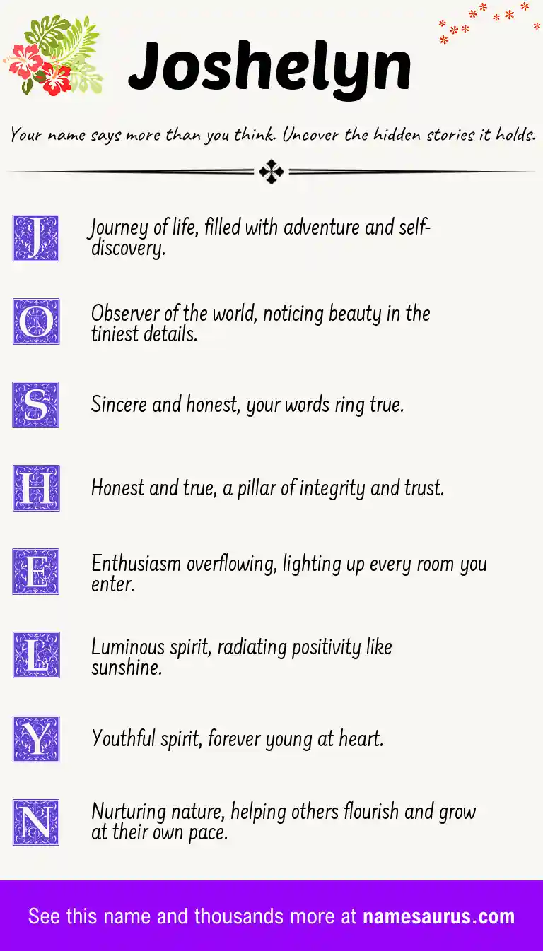Acrostic poem about Joshelyn.