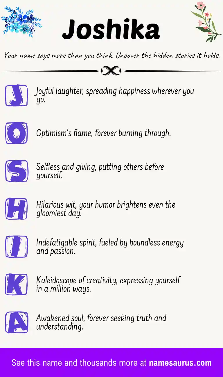 Acrostic poem about Joshika.