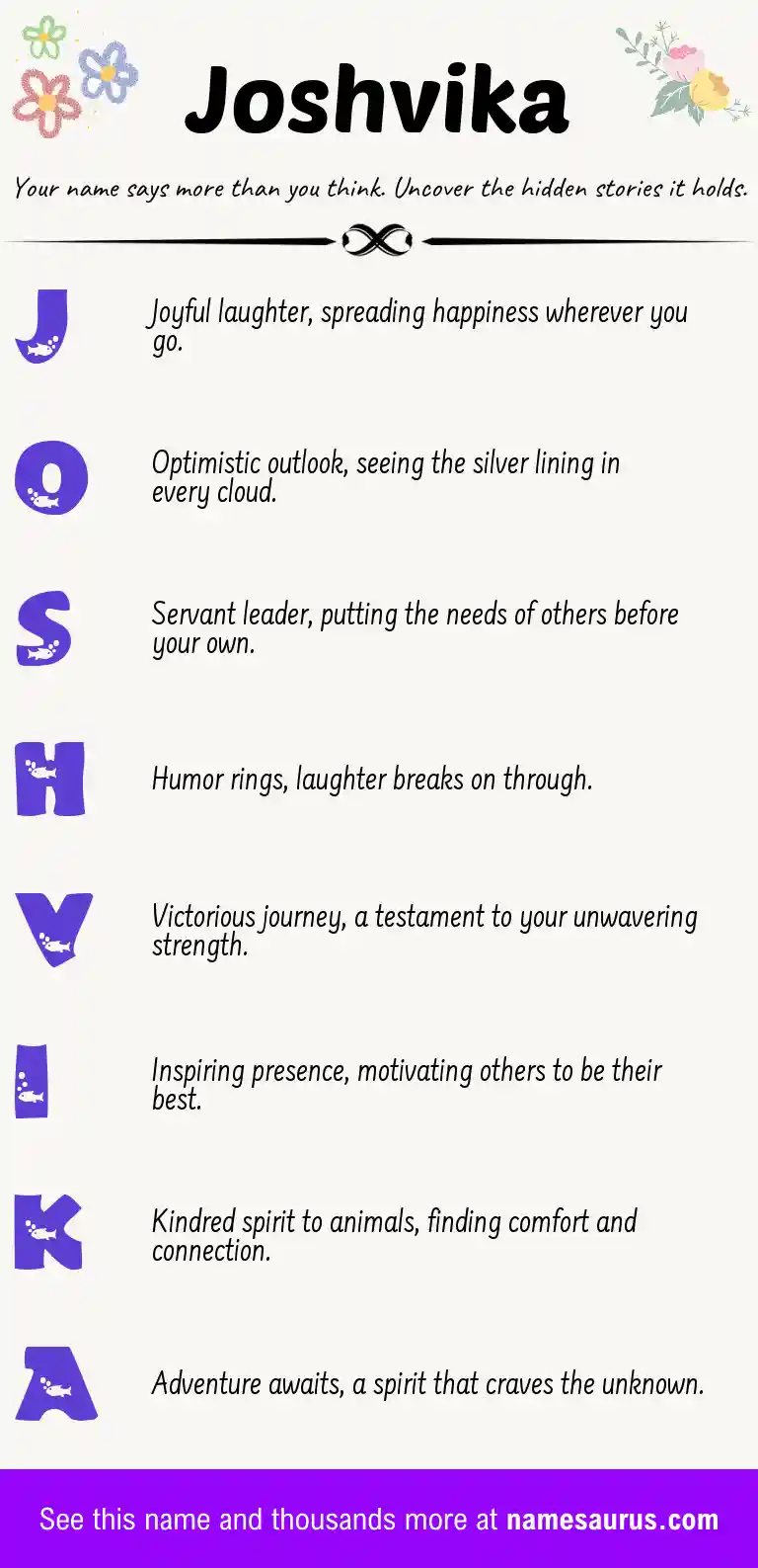 Acrostic poem about Joshvika.