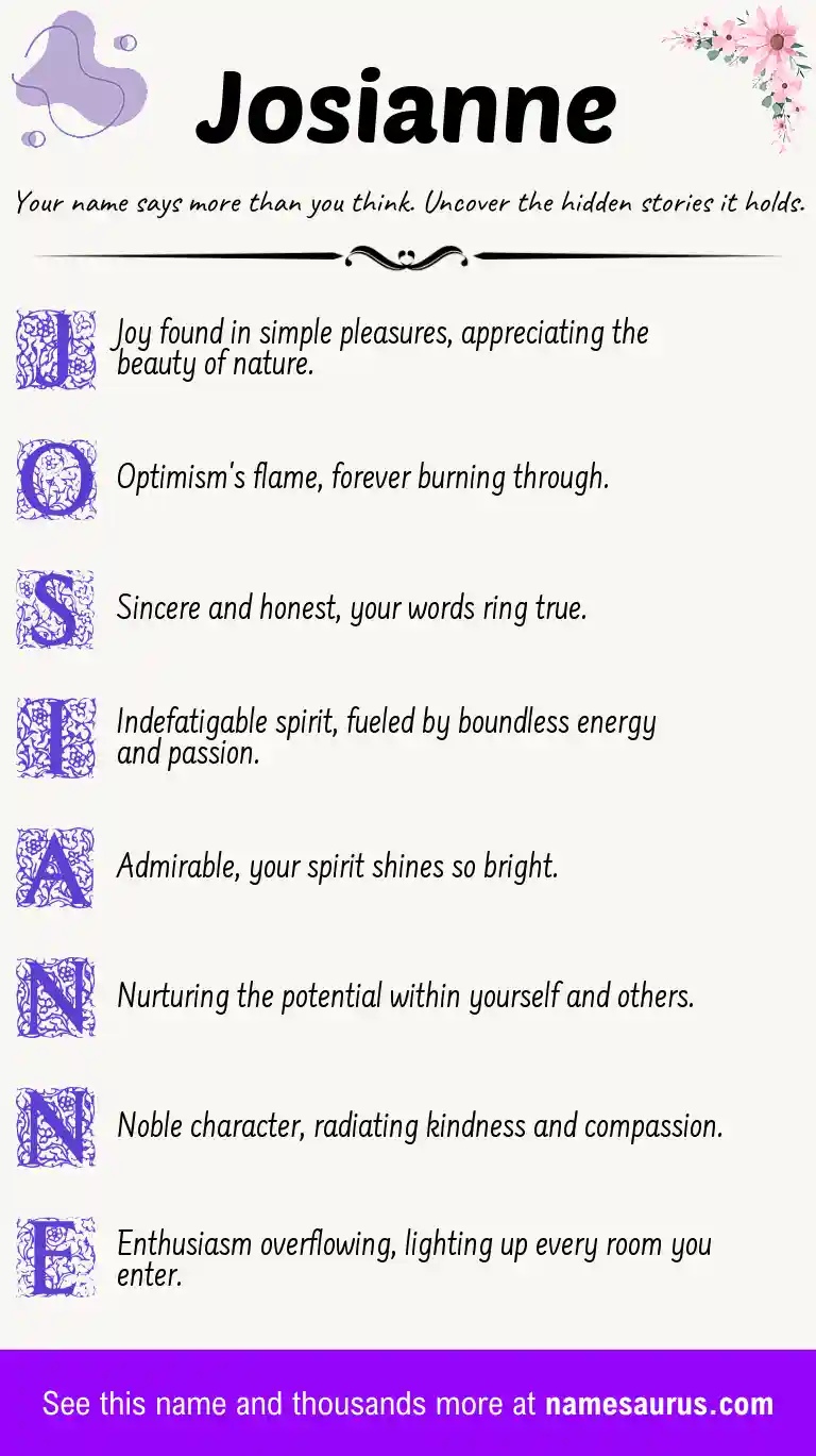 Acrostic poem about Josianne.