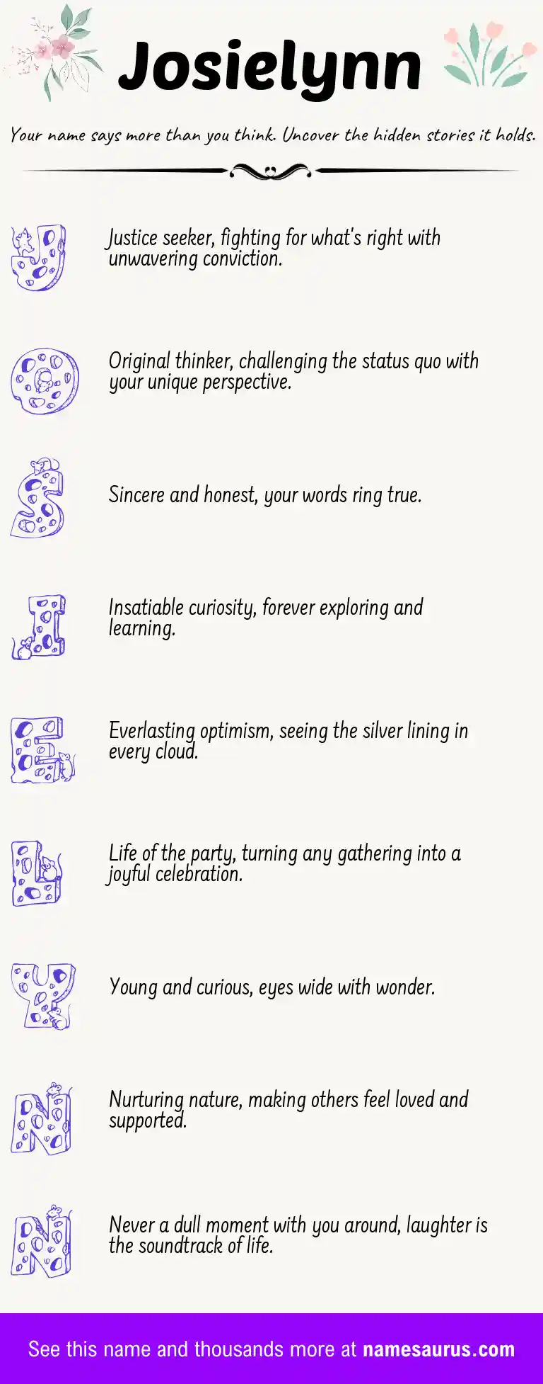 Acrostic poem about Josielynn.