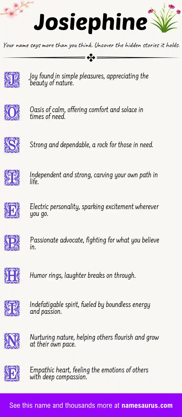 Acrostic poem about Josiephine.
