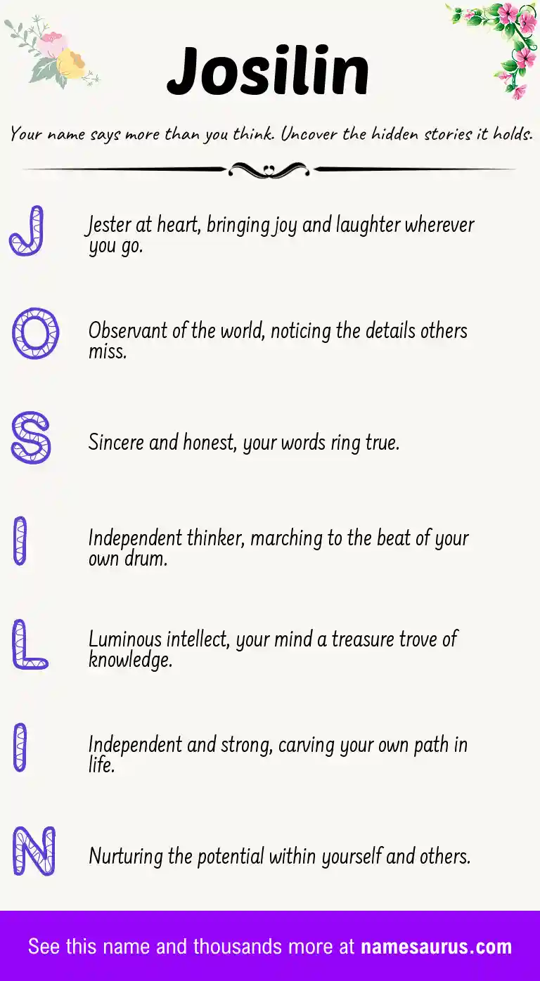 Acrostic poem about Josilin.