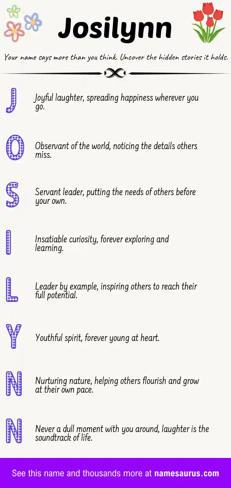 Acrostic poem about Josilynn.