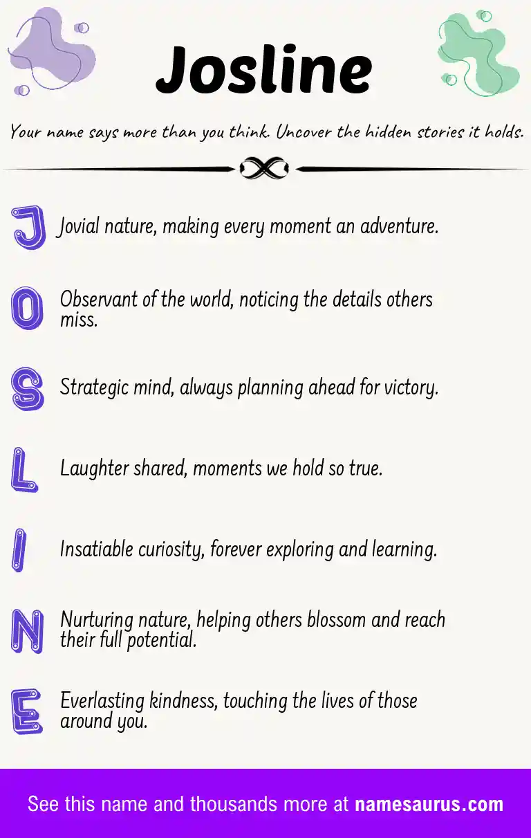 Acrostic poem about Josline.