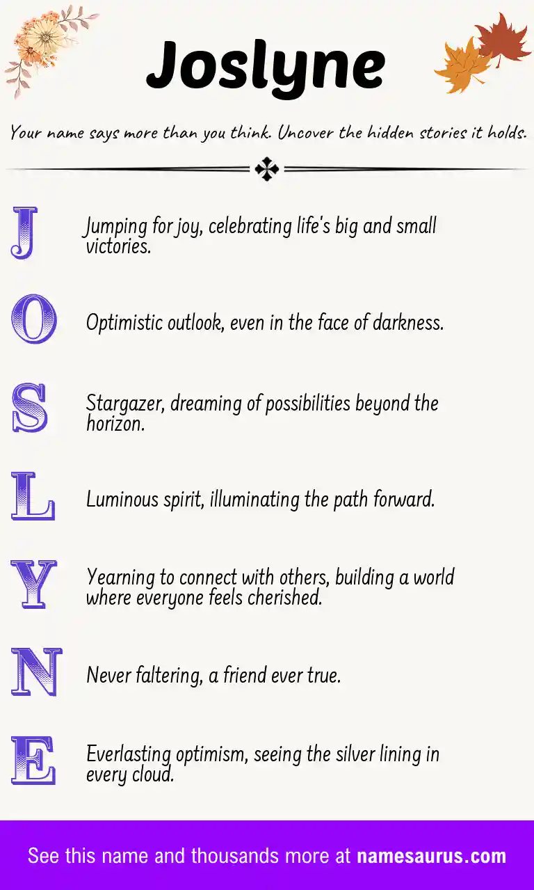 Acrostic poem about Joslyne.