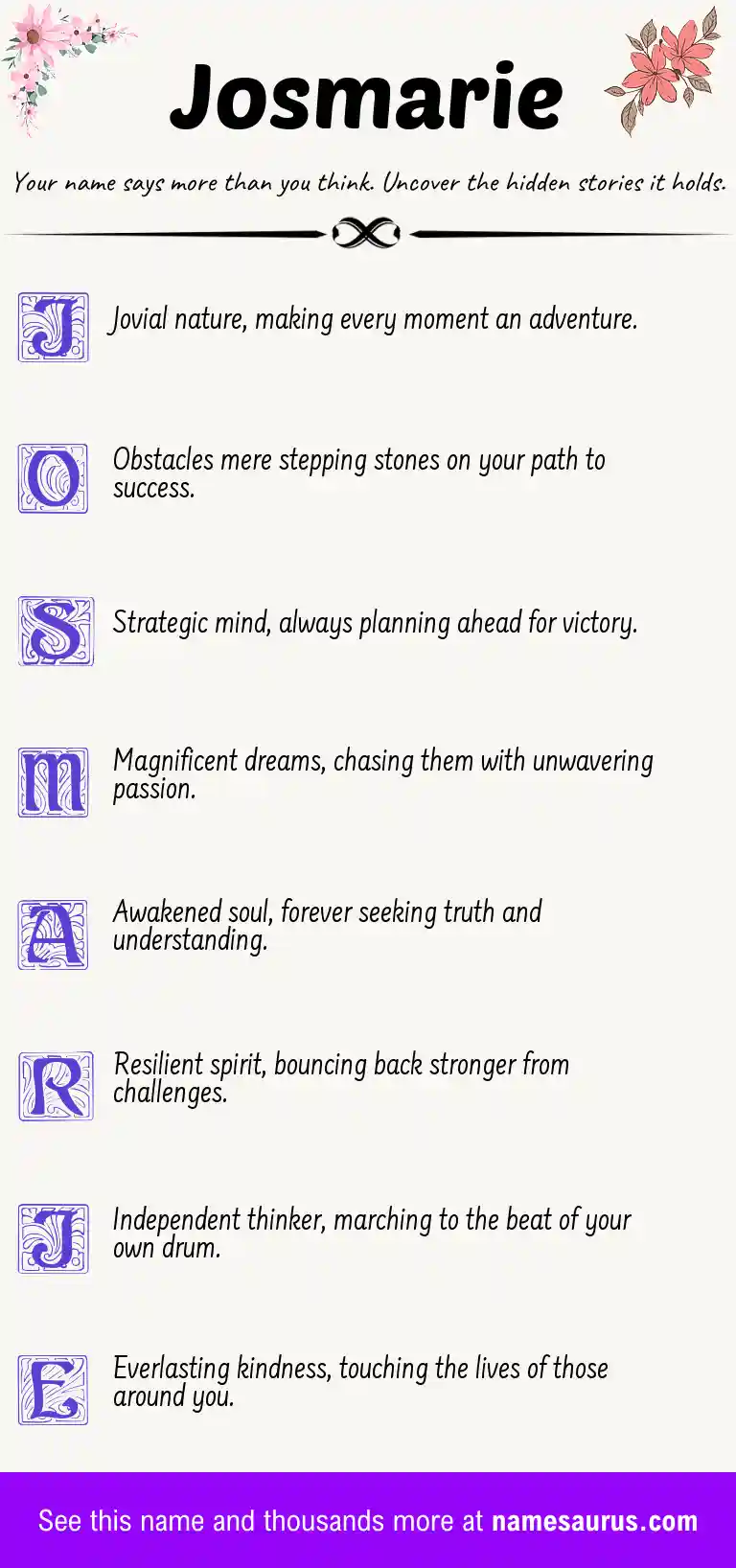 Acrostic poem about Josmarie.
