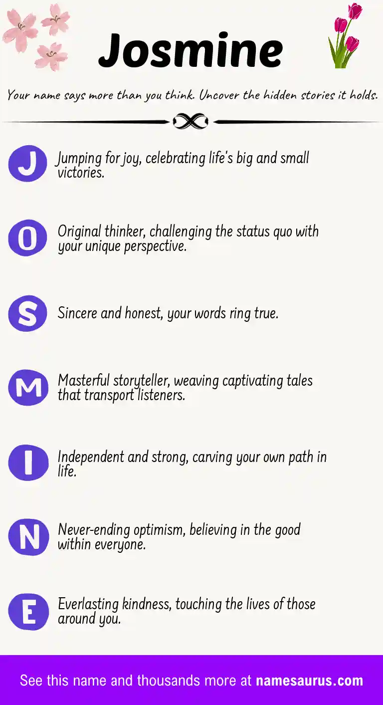 Acrostic poem about Josmine.