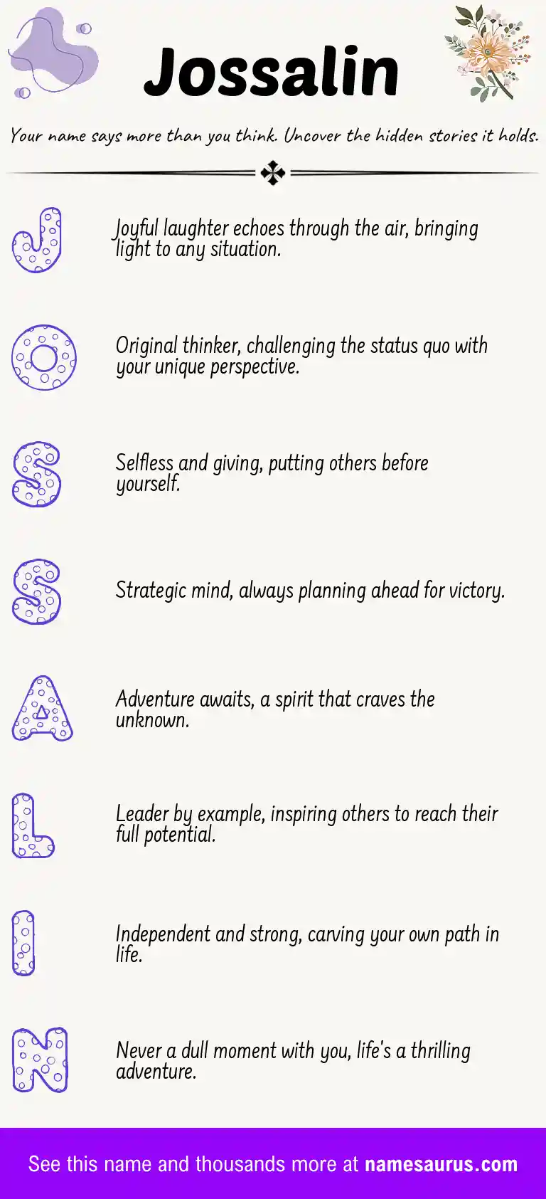 Acrostic poem about Jossalin.