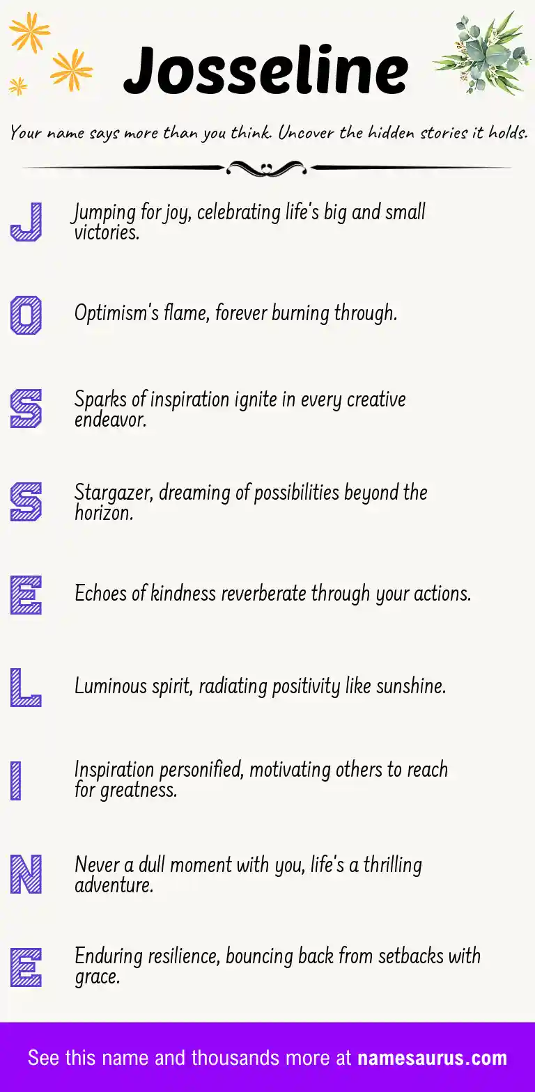 Acrostic poem about Josseline.