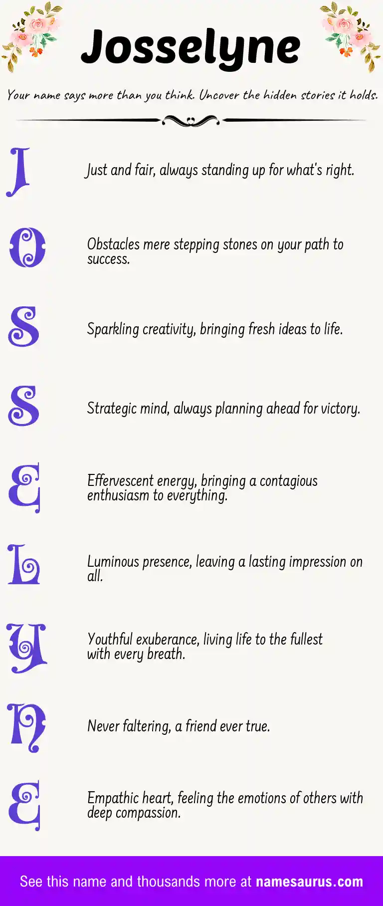 Acrostic poem about Josselyne.