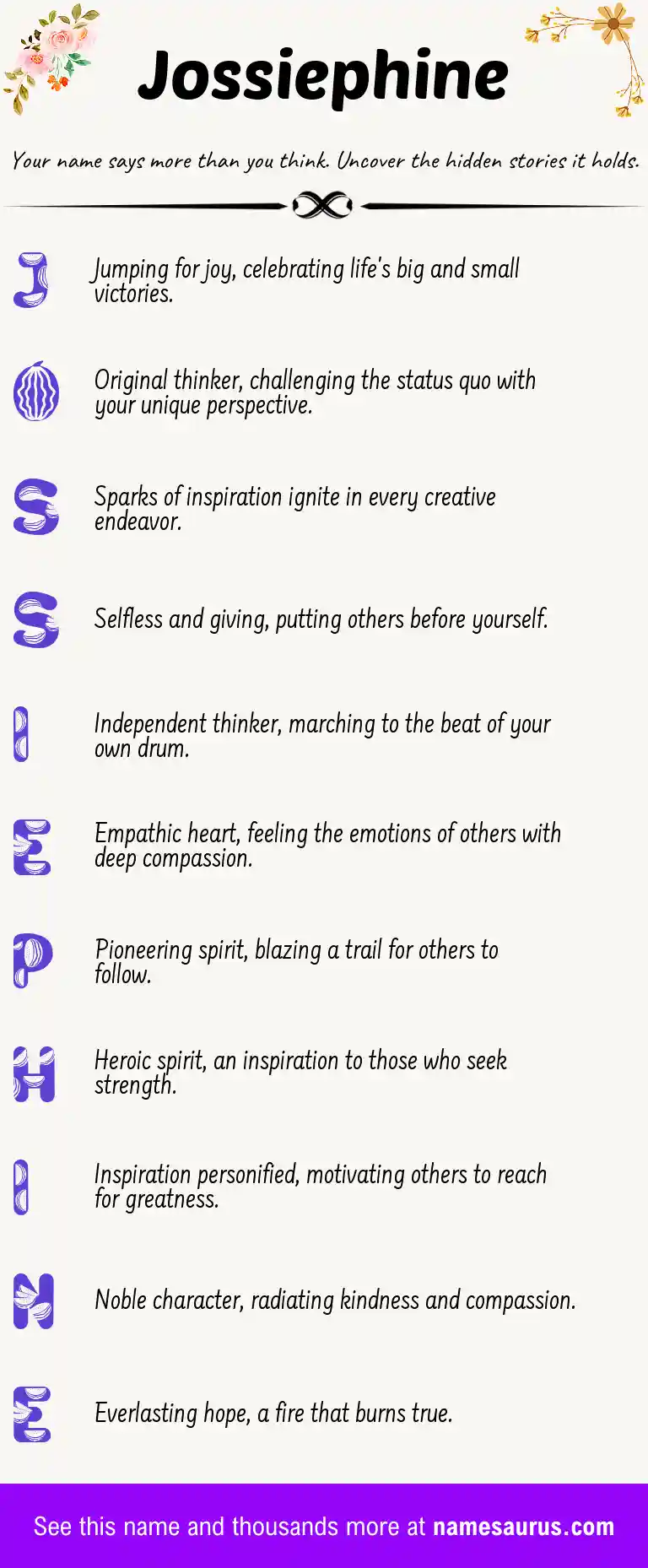 Acrostic poem about Jossiephine.