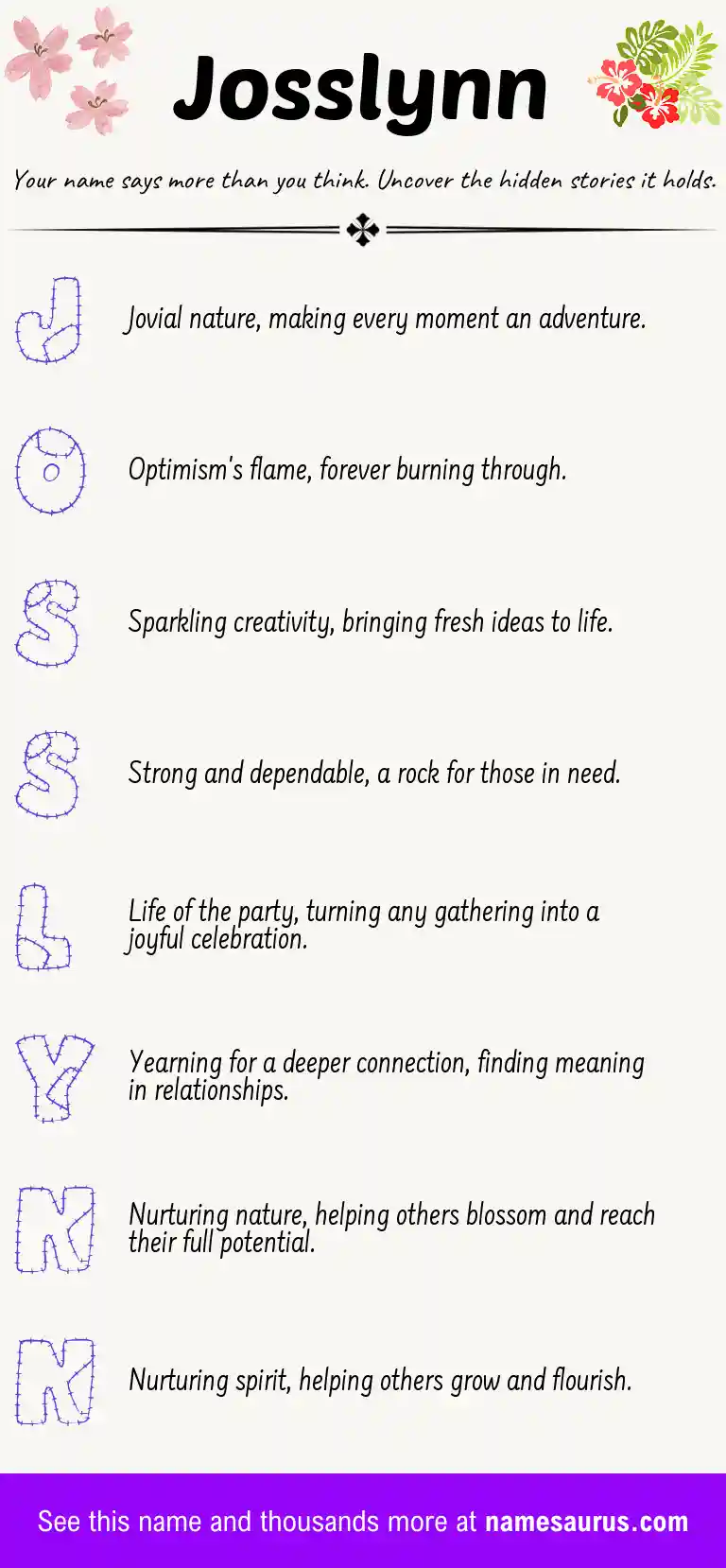 Acrostic poem about Josslynn.