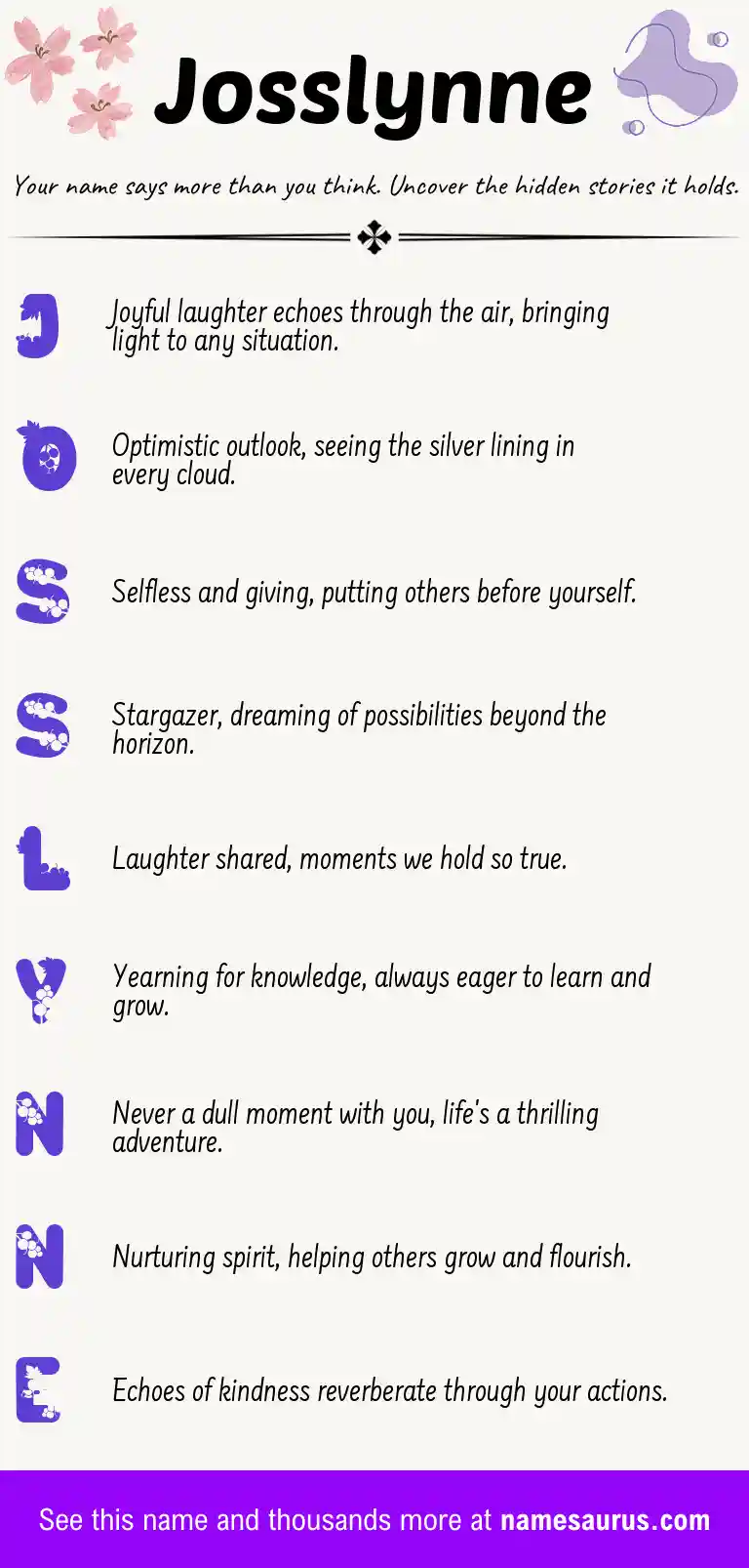 Acrostic poem about Josslynne.
