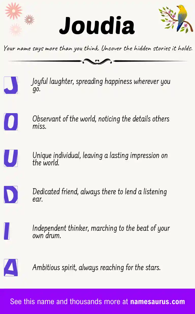 Acrostic poem about Joudia.