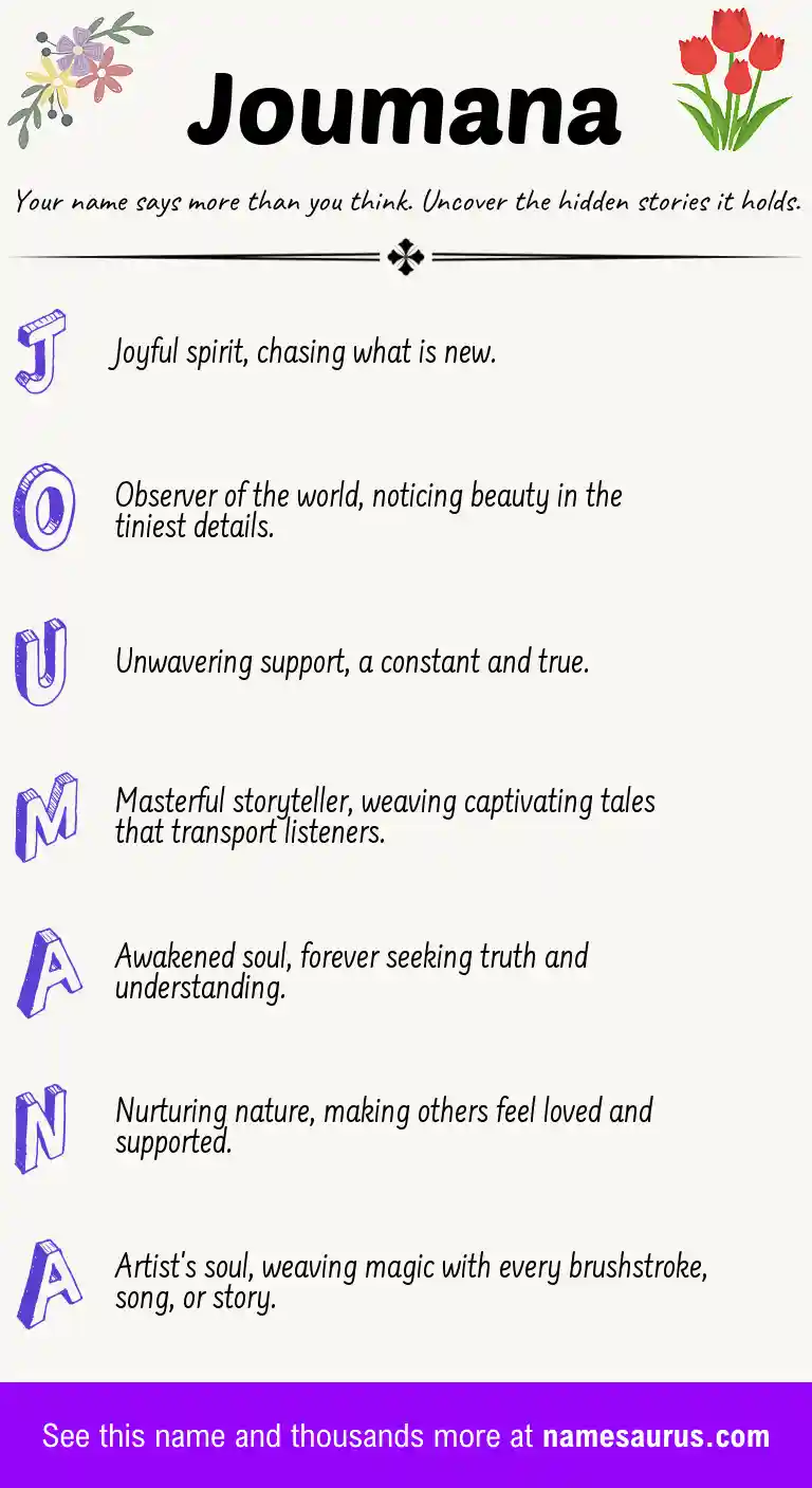 Acrostic poem about Joumana.