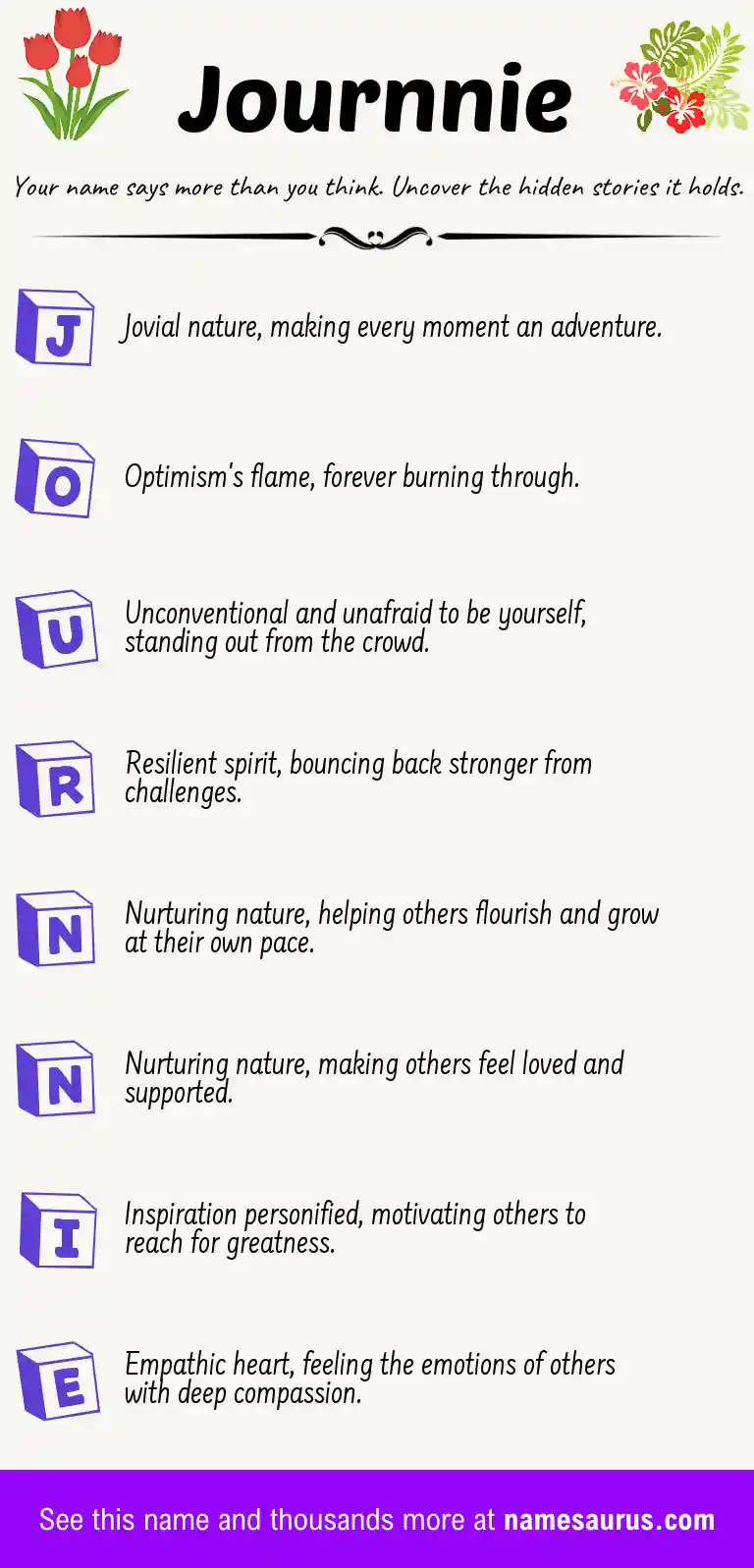 Acrostic poem about Journnie.