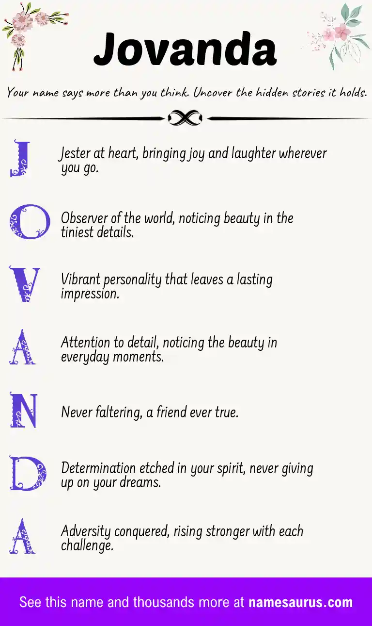 Acrostic poem about Jovanda.