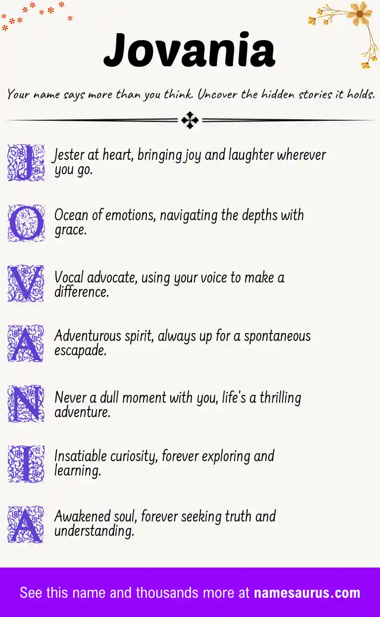 Acrostic poem about Jovania.