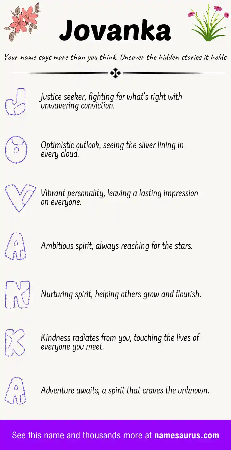 Acrostic poem about Jovanka.