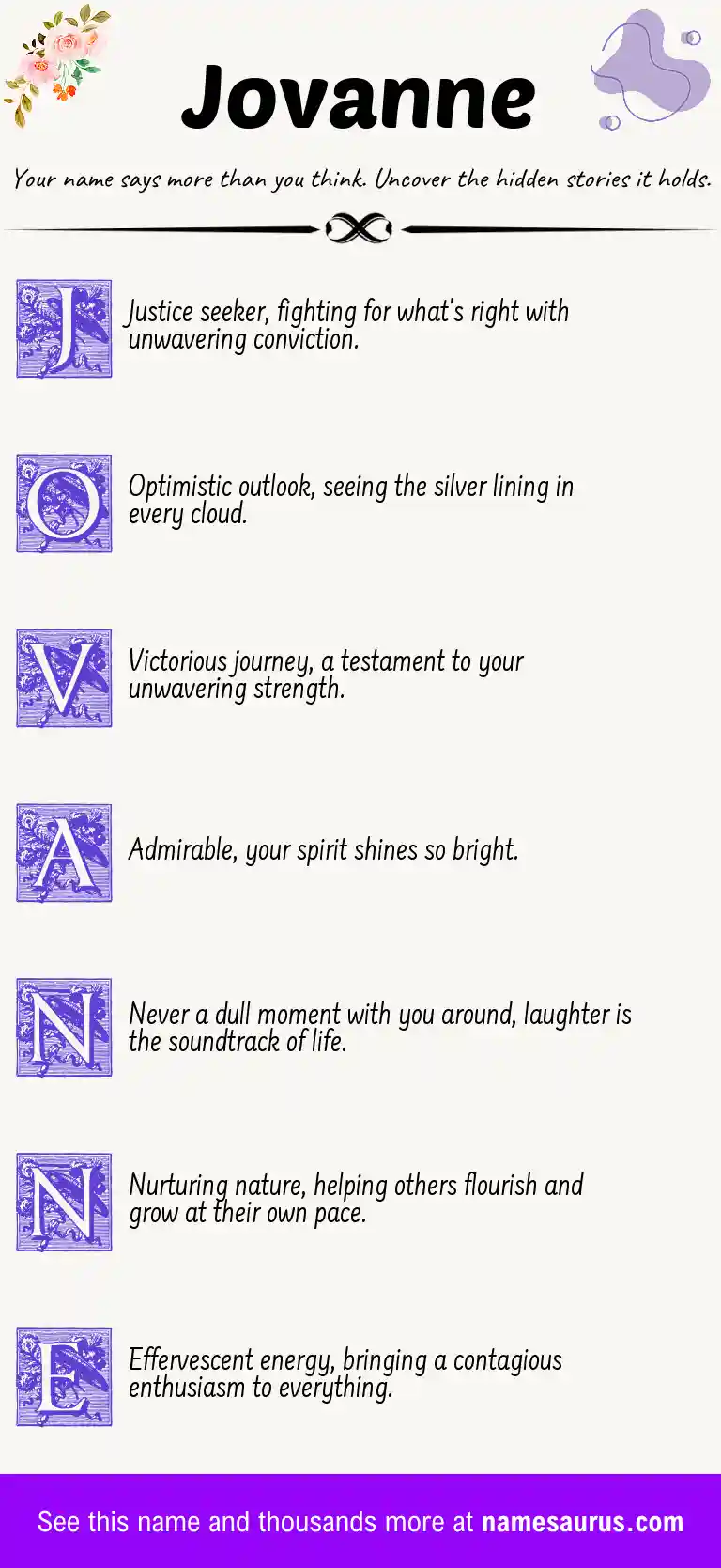 Acrostic poem about Jovanne.