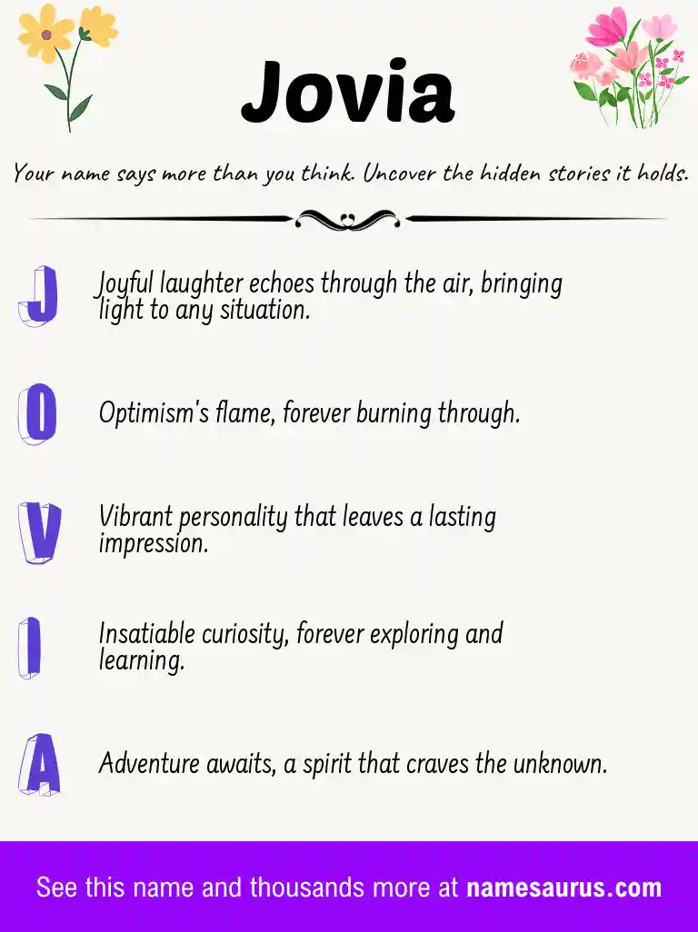 Acrostic poem about Jovia.