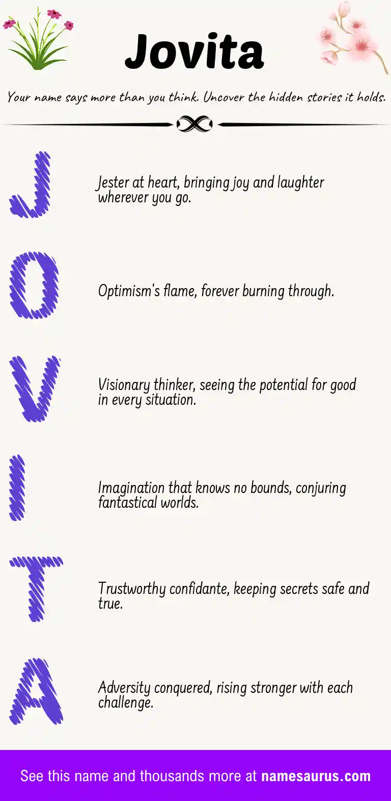 Acrostic poem about Jovita.