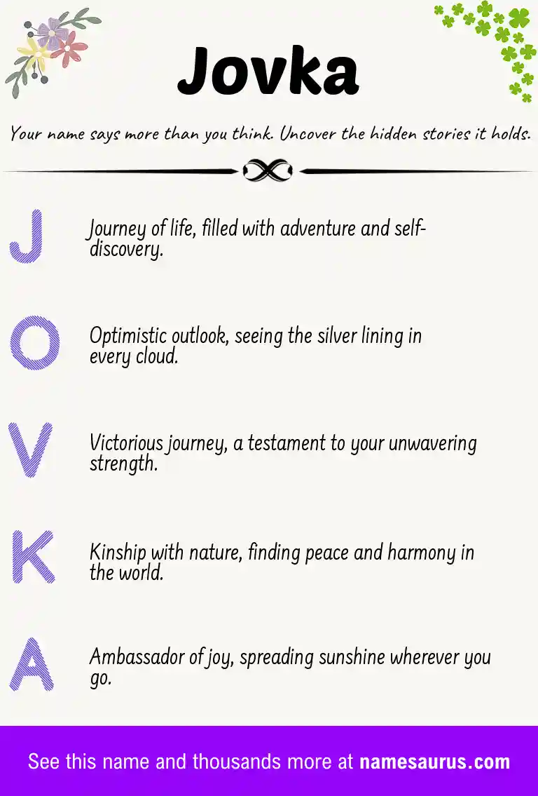 Acrostic poem about Jovka.