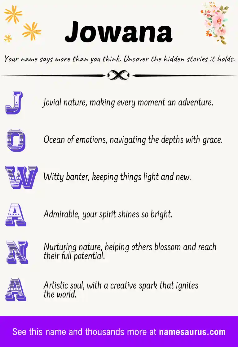 Acrostic poem about Jowana.