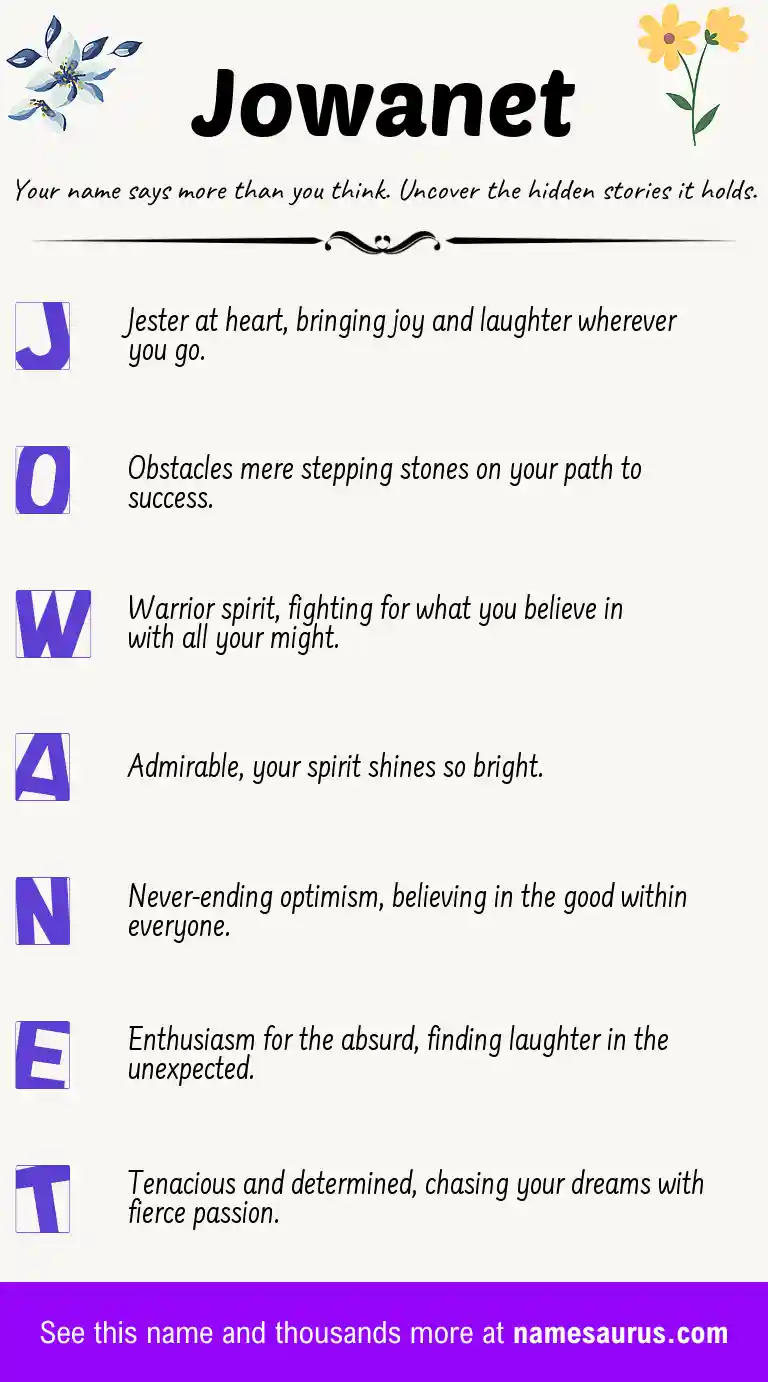 Acrostic poem about Jowanet.