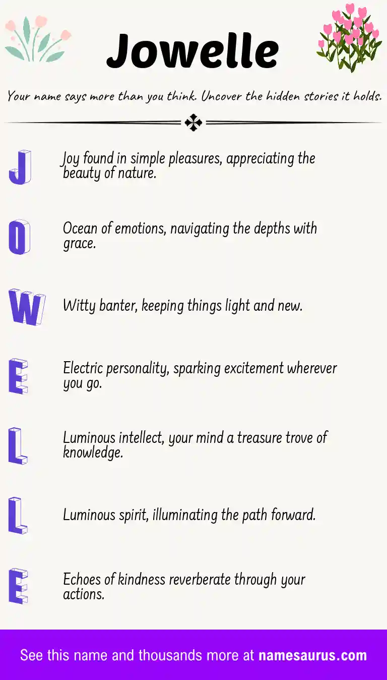 Acrostic poem about Jowelle.