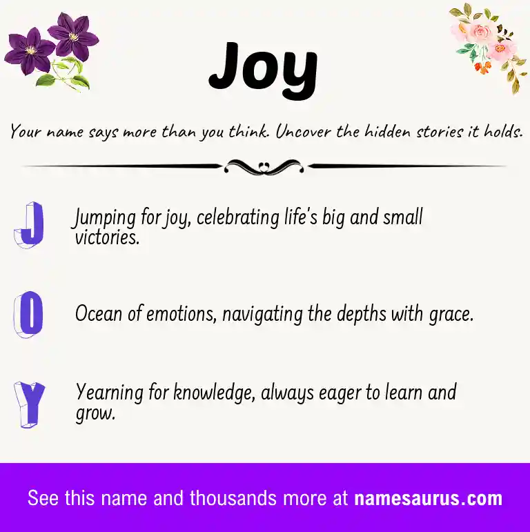 Acrostic poem about Joy.