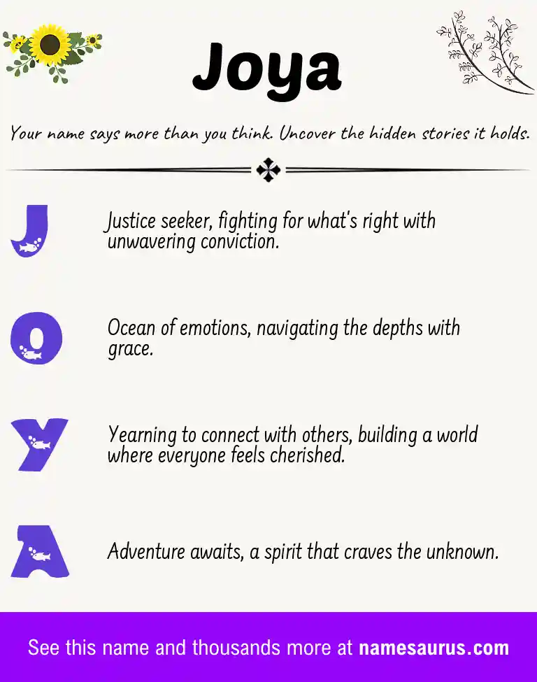 Acrostic poem about Joya.