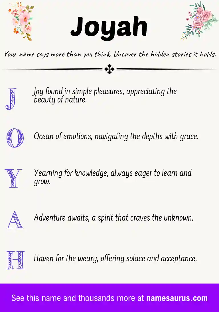 Acrostic poem about Joyah.