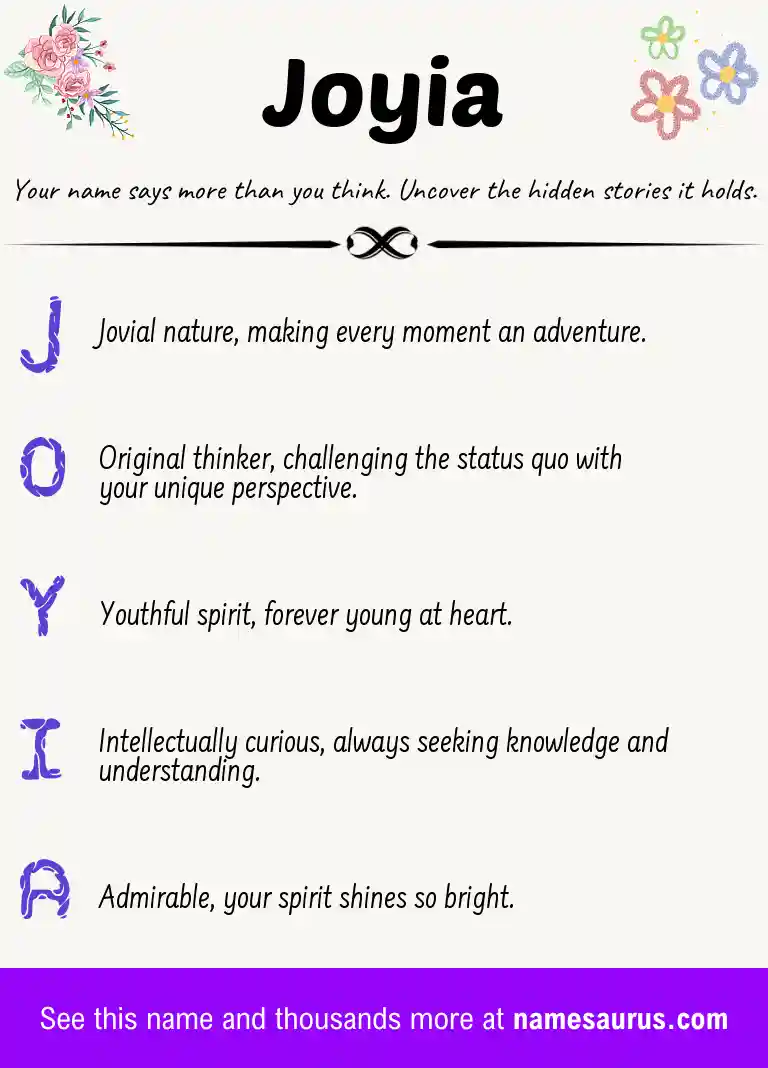 Acrostic poem about Joyia.