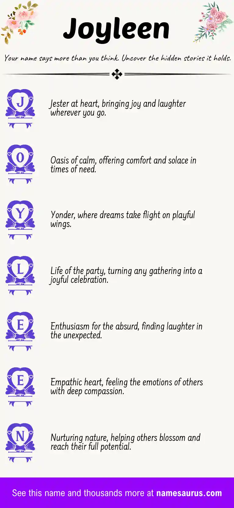 Acrostic poem about Joyleen.